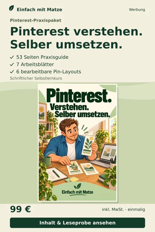 Pinterest-Pin: Pinterest mit Matze, 99 € einmalig