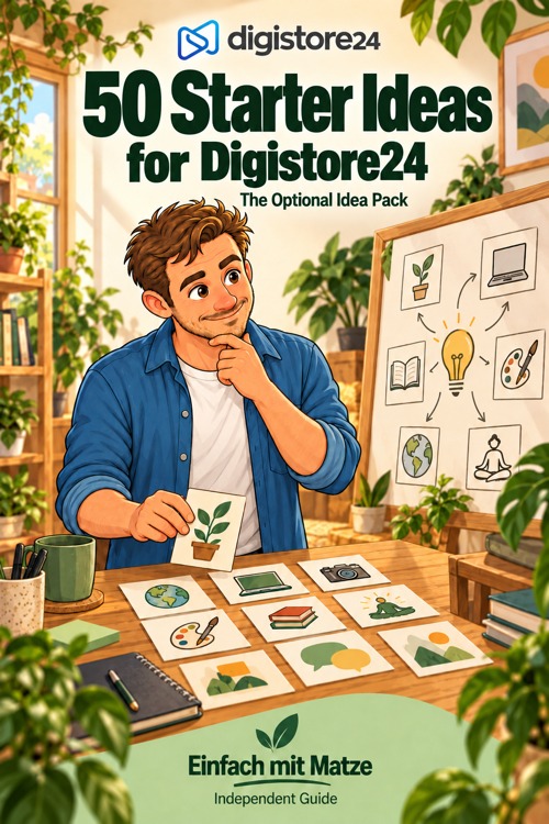 Matze with idea cards: 50 Starter Ideas for Digistore24