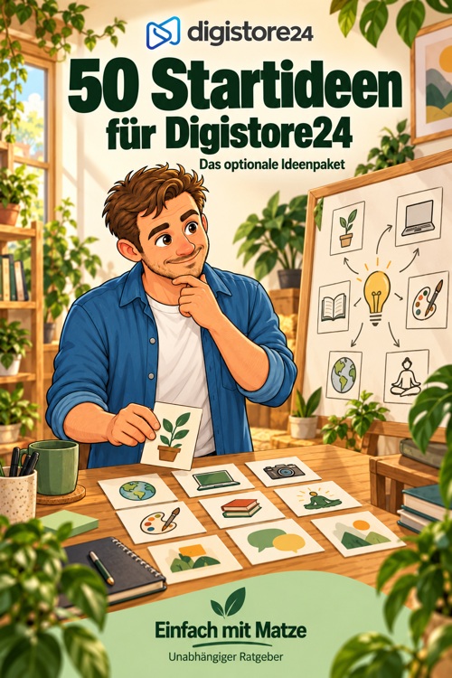 Matze mit Ideenkarte auf dem Cover: 50 Startideen für Digistore24